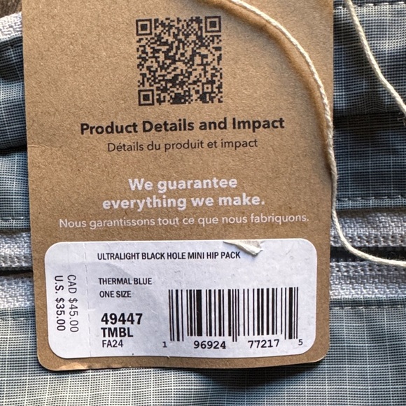 Patagonia Ultralight , Black Hole Mini Hip Bag, NWT! - Picture 6 of 8